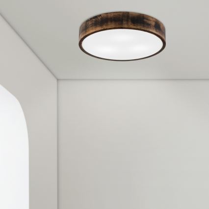 Ceiling light OAK SMOKY 3xE27/15W/230V ø 47,5 cm oak/dark brown