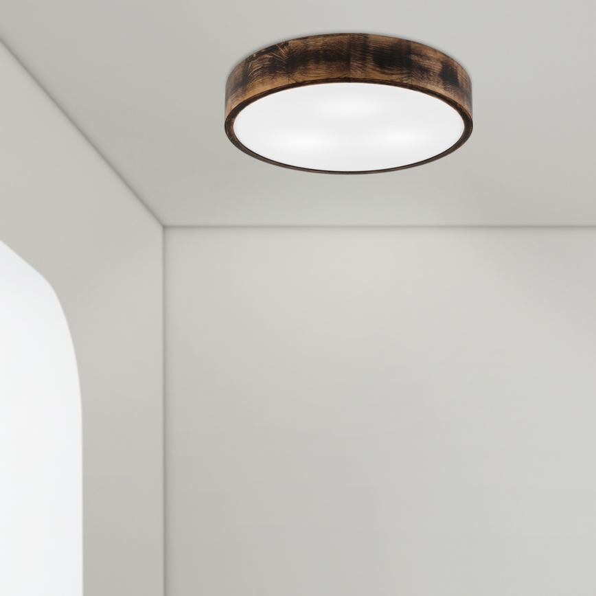 Ceiling light OAK SMOKY 3xE27/15W/230V ø 47,5 cm oak/dark brown