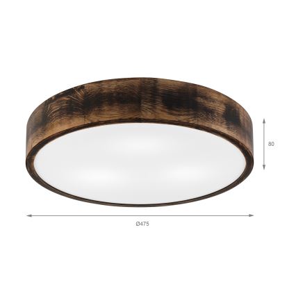 Ceiling light OAK SMOKY 3xE27/15W/230V ø 47,5 cm oak/dark brown