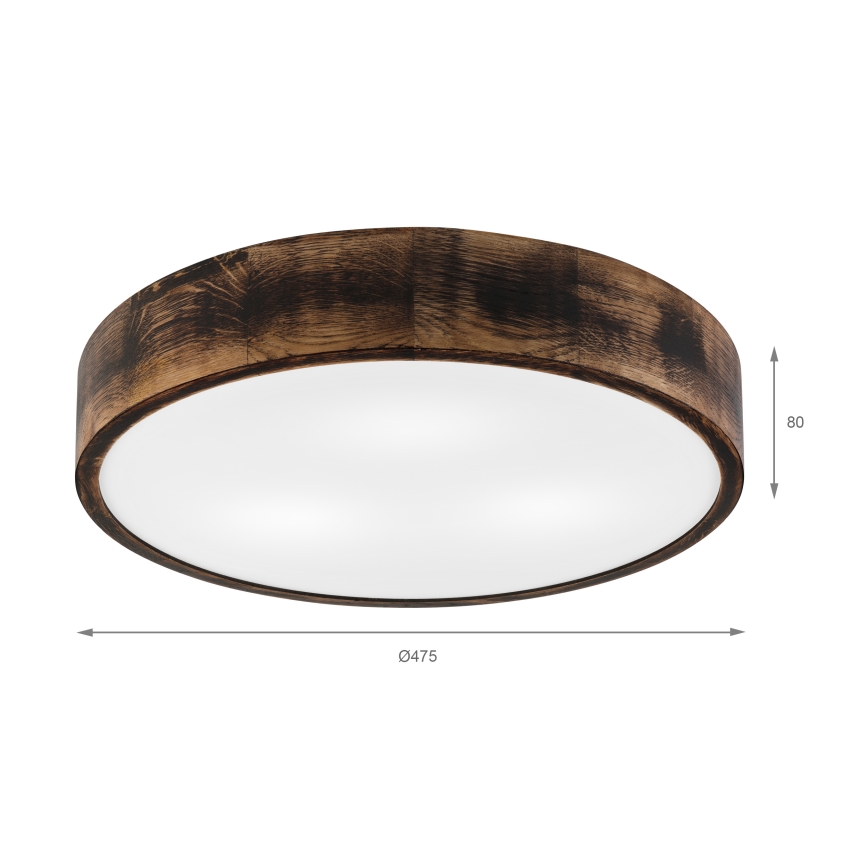 Ceiling light OAK SMOKY 3xE27/15W/230V ø 47,5 cm oak/dark brown
