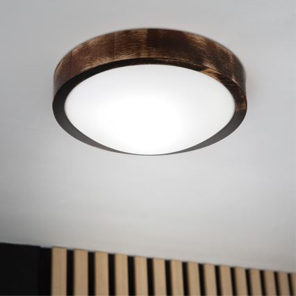 Ceiling light OAK SMOKY SLIM 1xE27/15W/230V Ø 27 cm Oak/Dark Brown