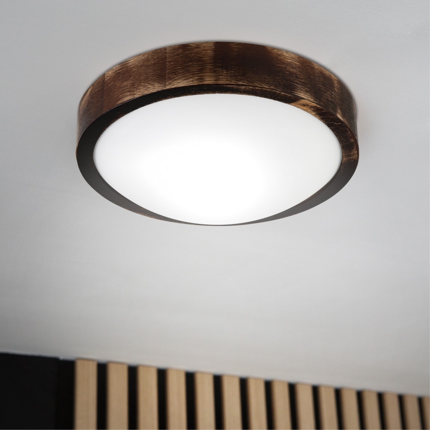 Ceiling light OAK SMOKY SLIM 1xE27/15W/230V Ø 27 cm Oak/Dark Brown
