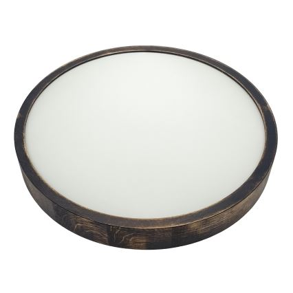 Ceiling light OAK SMOKY SLIM 2xE27/15W/230V Ø 37 cm, oak/dark brown