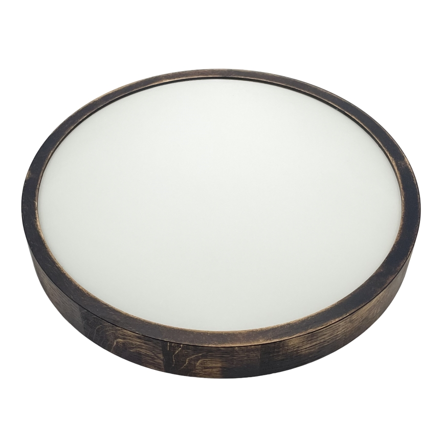 Ceiling light OAK SMOKY SLIM 2xE27/15W/230V Ø 37 cm, oak/dark brown