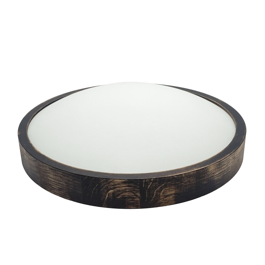 Ceiling light OAK SMOKY SLIM 2xE27/15W/230V Ø 37 cm, oak/dark brown