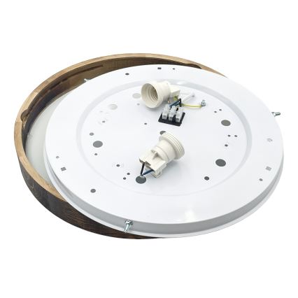 Ceiling light OAK SMOKY SLIM 2xE27/15W/230V Ø 37 cm, oak/dark brown