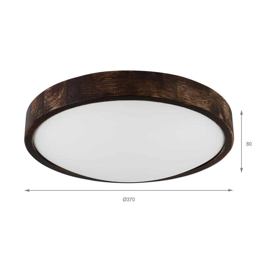 Ceiling light OAK SMOKY SLIM 2xE27/15W/230V Ø 37 cm, oak/dark brown