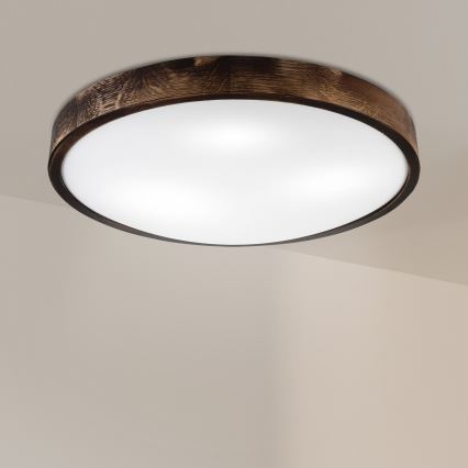Ceiling light OAK SMOKY SLIM 3xE27/15W/230V Ø 47 cm oak/dark brown