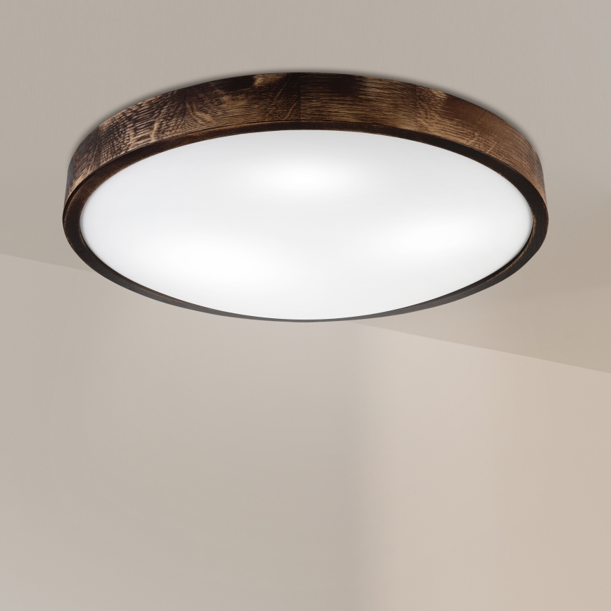 Ceiling light OAK SMOKY SLIM 3xE27/15W/230V Ø 47 cm oak/dark brown
