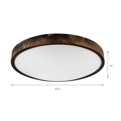 Ceiling light OAK SMOKY SLIM 3xE27/15W/230V Ø 47 cm oak/dark brown