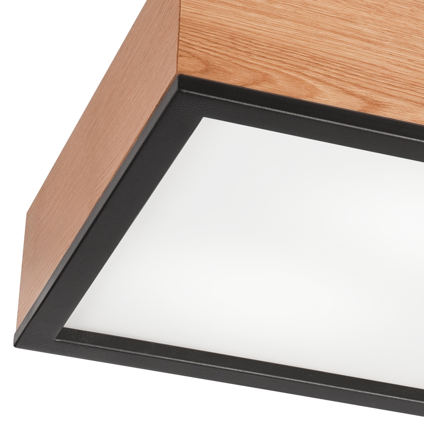 Ceiling light OAK SQUARE 2xE27/15W/230V 31x31 cm oak/black