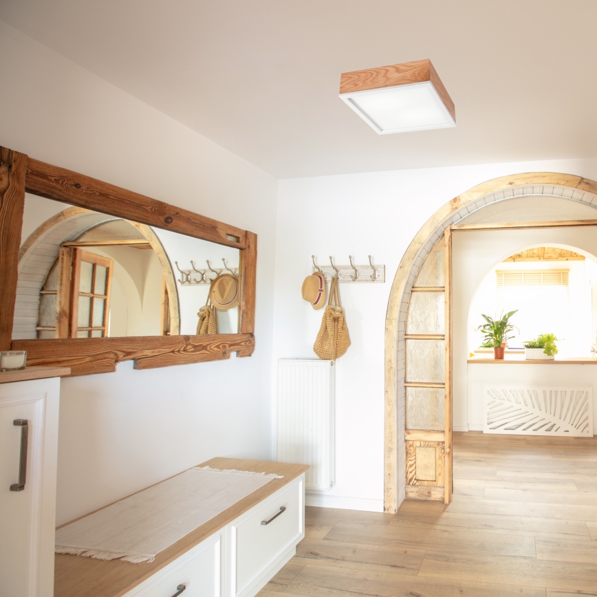 Ceiling light OAK SQUARE 2xE27/15W/230V 31x31 cm oak/white