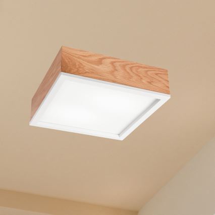 Ceiling light OAK SQUARE 2xE27/15W/230V 31x31 cm oak/white