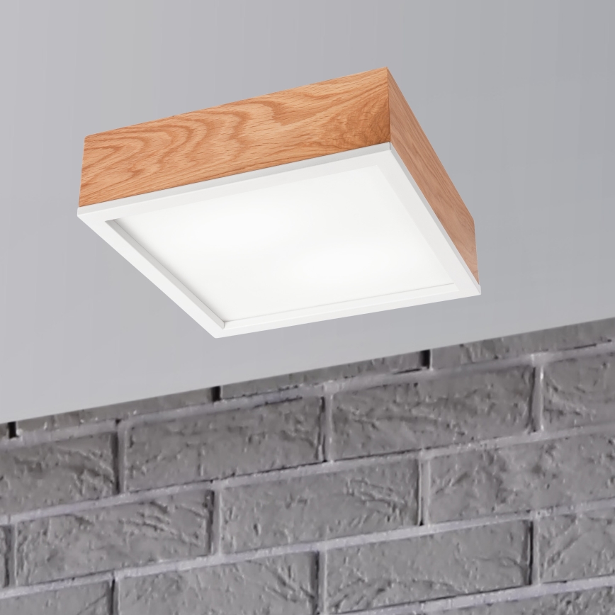 Ceiling light OAK SQUARE 2xE27/15W/230V 31x31 cm oak/white
