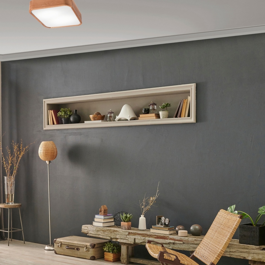 Ceiling light OAK SQUARE 2xE27/15W/230V 35x35 cm oak