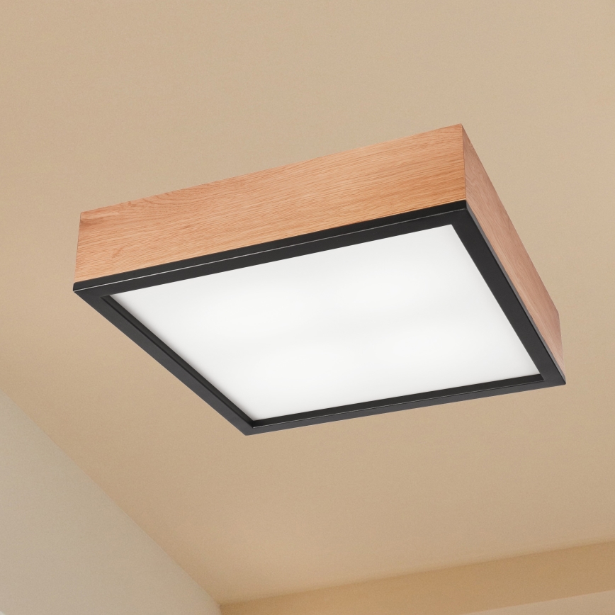 Ceiling light OAK SQUARE 4xE27/15W/230V 39x39 cm oak/black