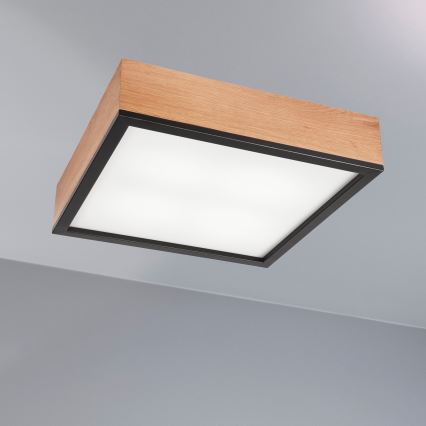 Ceiling light OAK SQUARE 4xE27/15W/230V 39x39 cm oak/black