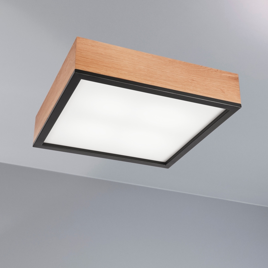 Ceiling light OAK SQUARE 4xE27/15W/230V 39x39 cm oak/black