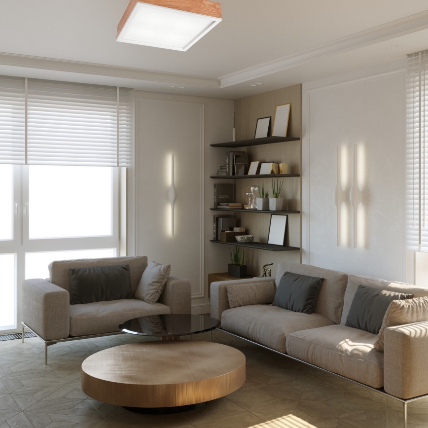 Ceiling light OAK SQUARE 4xE27/15W/230V 39x39 cm oak/white