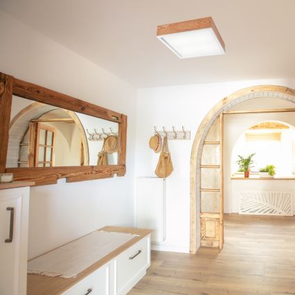 Ceiling light OAK SQUARE 4xE27/15W/230V 39x39 cm oak/white
