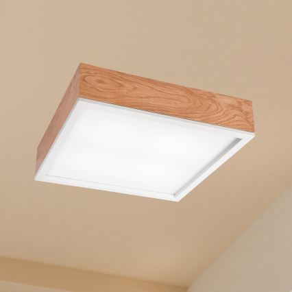 Ceiling light OAK SQUARE 4xE27/15W/230V 39x39 cm oak/white