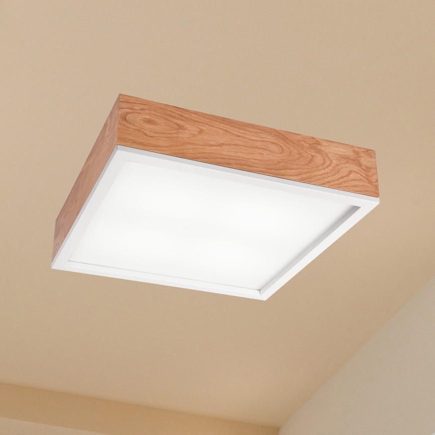 Ceiling light OAK SQUARE 4xE27/15W/230V 39x39 cm oak/white