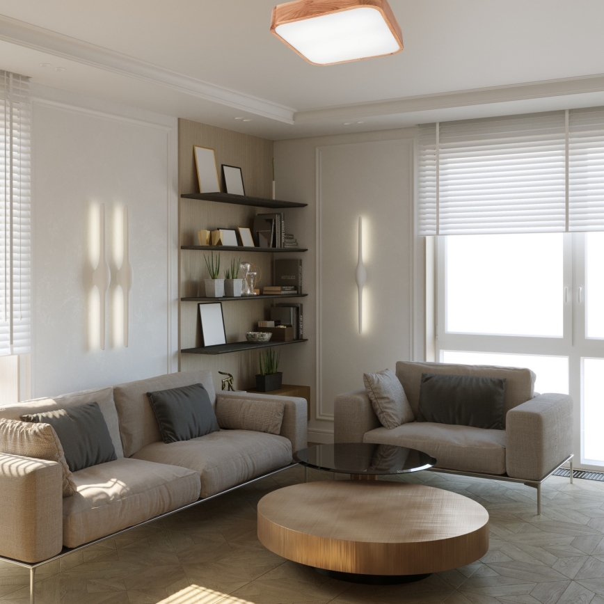 Ceiling light OAK SQUARE 4xE27/15W/230V 45x45 cm oak