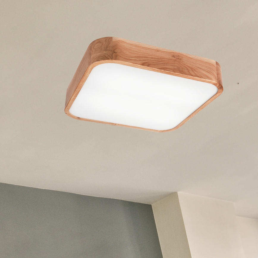 Ceiling light OAK SQUARE 4xE27/15W/230V 45x45 cm oak