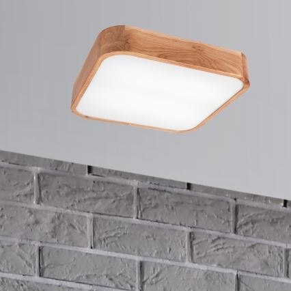 Ceiling light OAK SQUARE 4xE27/15W/230V 45x45 cm oak