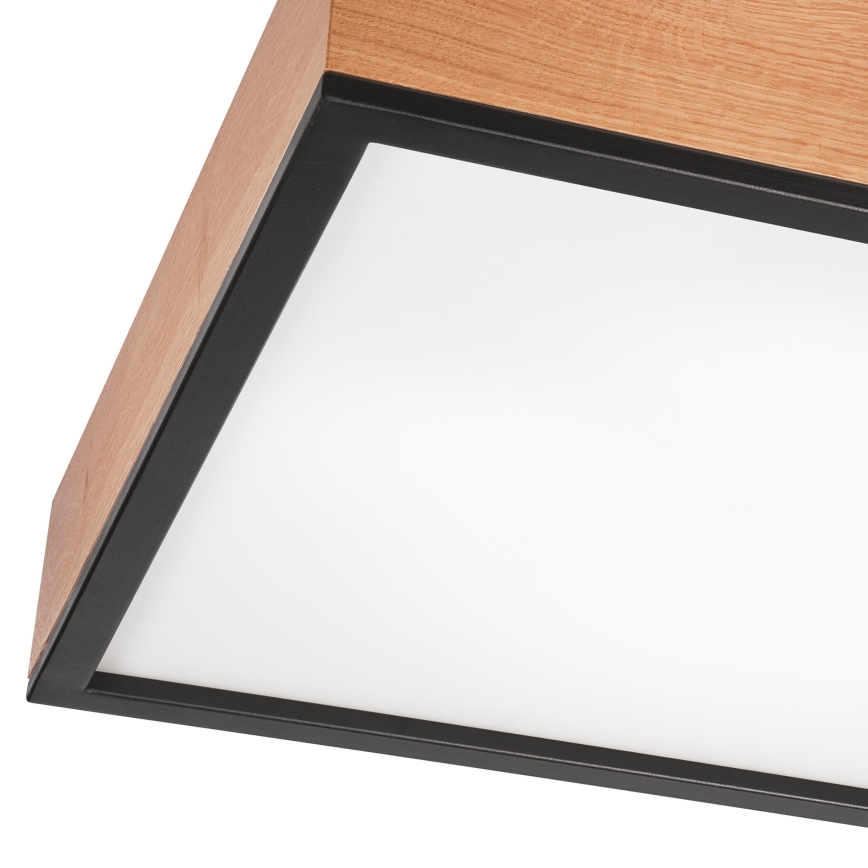Ceiling light OAK SQUARE 4xE27/15W/230V 48x48 cm oak/black