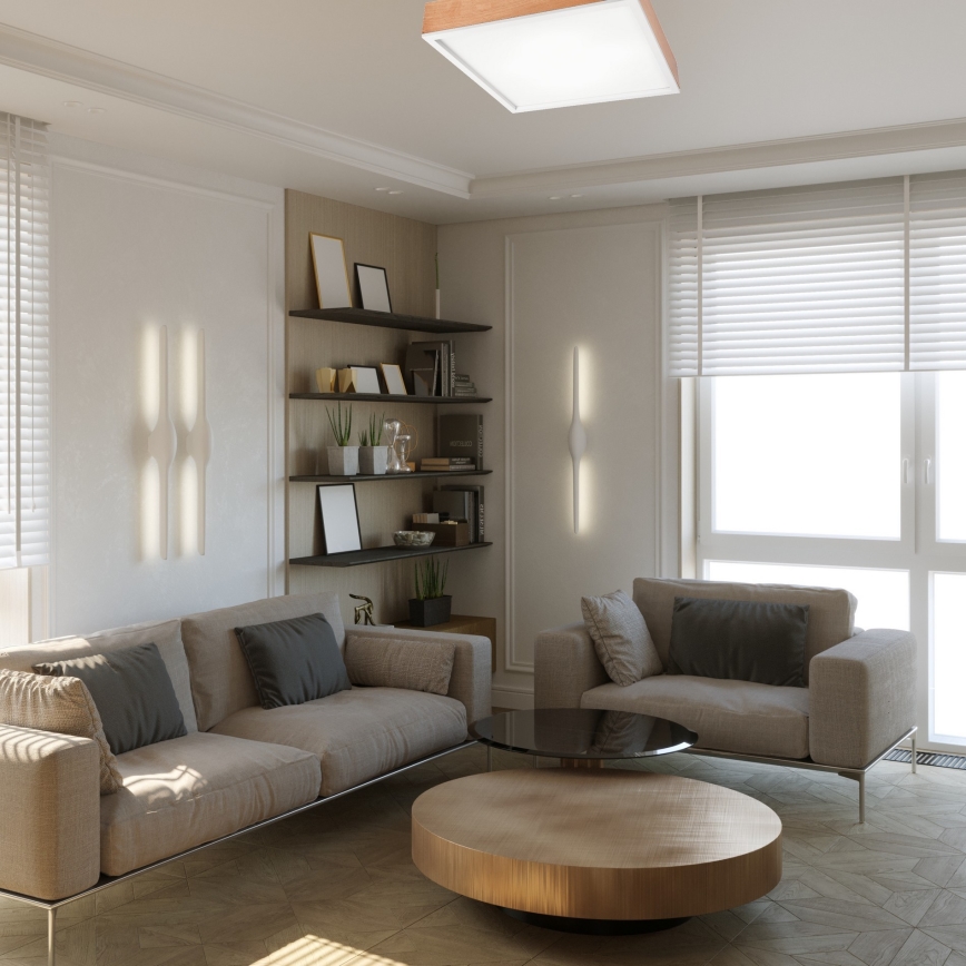 Ceiling light OAK SQUARE 4xE27/15W/230V 48x48 cm oak/white