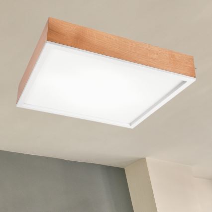 Ceiling light OAK SQUARE 4xE27/15W/230V 48x48 cm oak/white