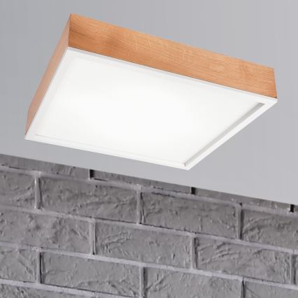 Ceiling light OAK SQUARE 4xE27/15W/230V 48x48 cm oak/white