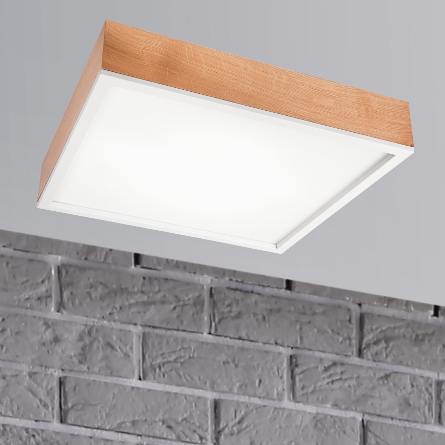 Ceiling light OAK SQUARE 4xE27/15W/230V 48x48 cm oak/white