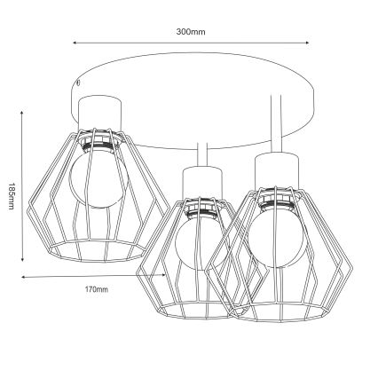 Ceiling light PARKLA 3xE27/15W/230V beige/gold