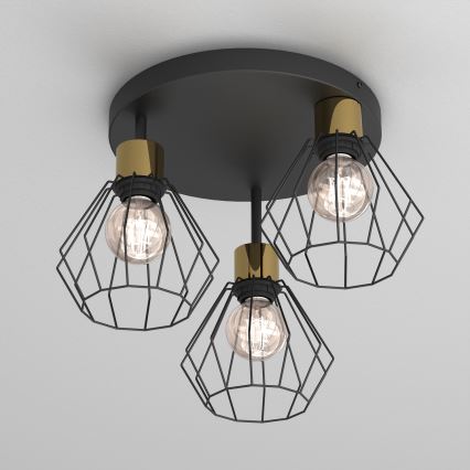 Ceiling light PARKLA 3xE27/15W/230V black/gold