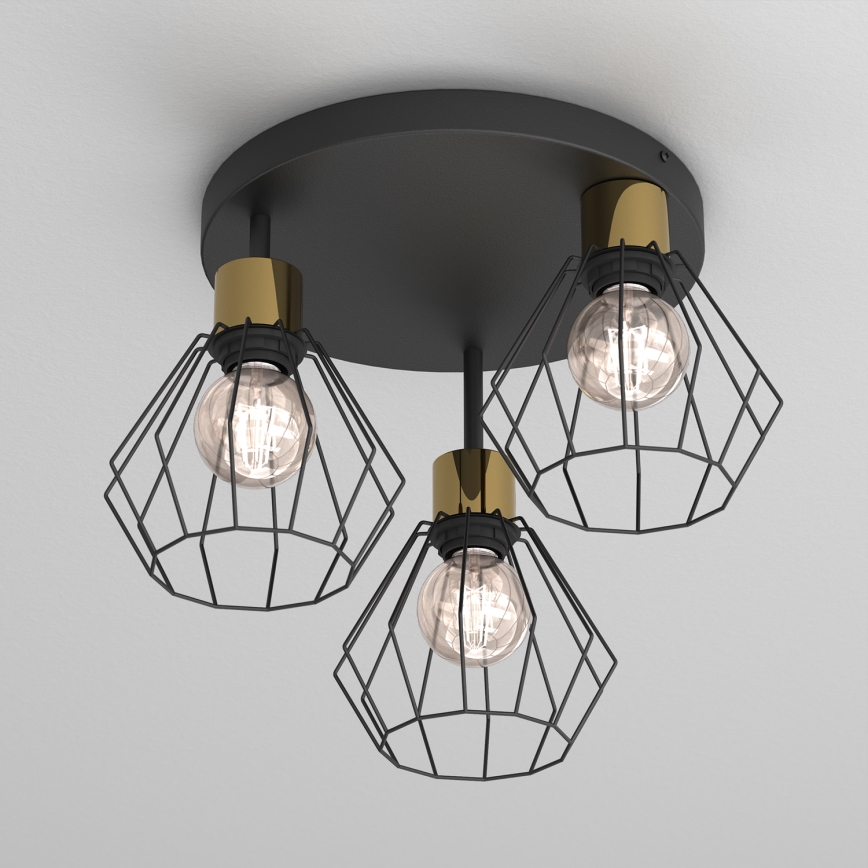 Ceiling light PARKLA 3xE27/15W/230V black/gold