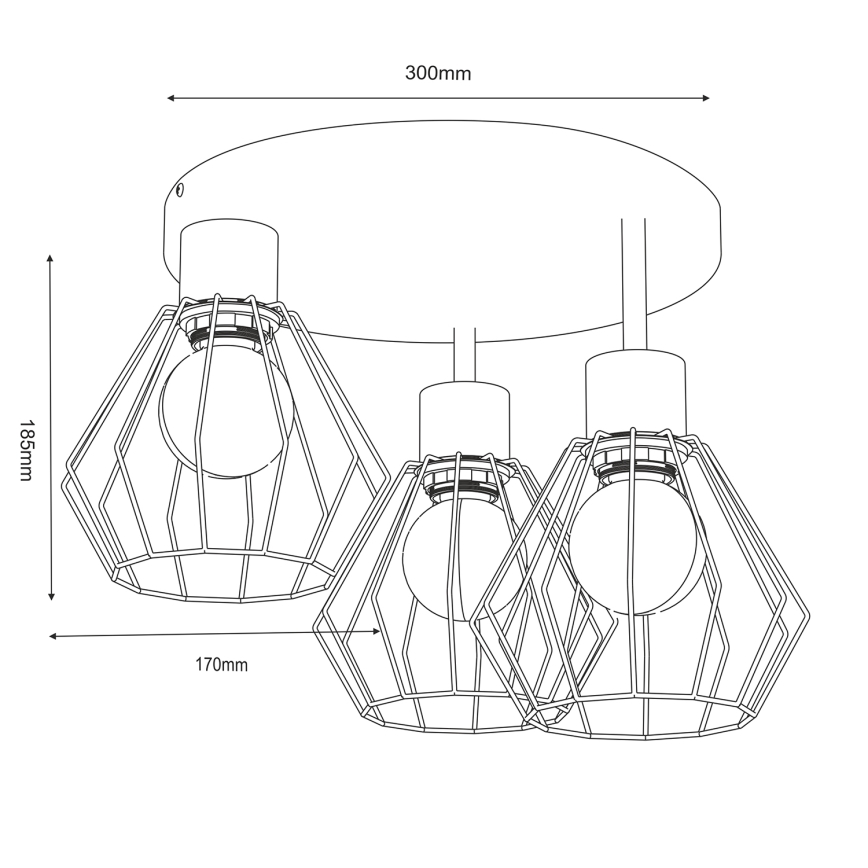 Ceiling light PARKLA 3xE27/15W/230V black/gold
