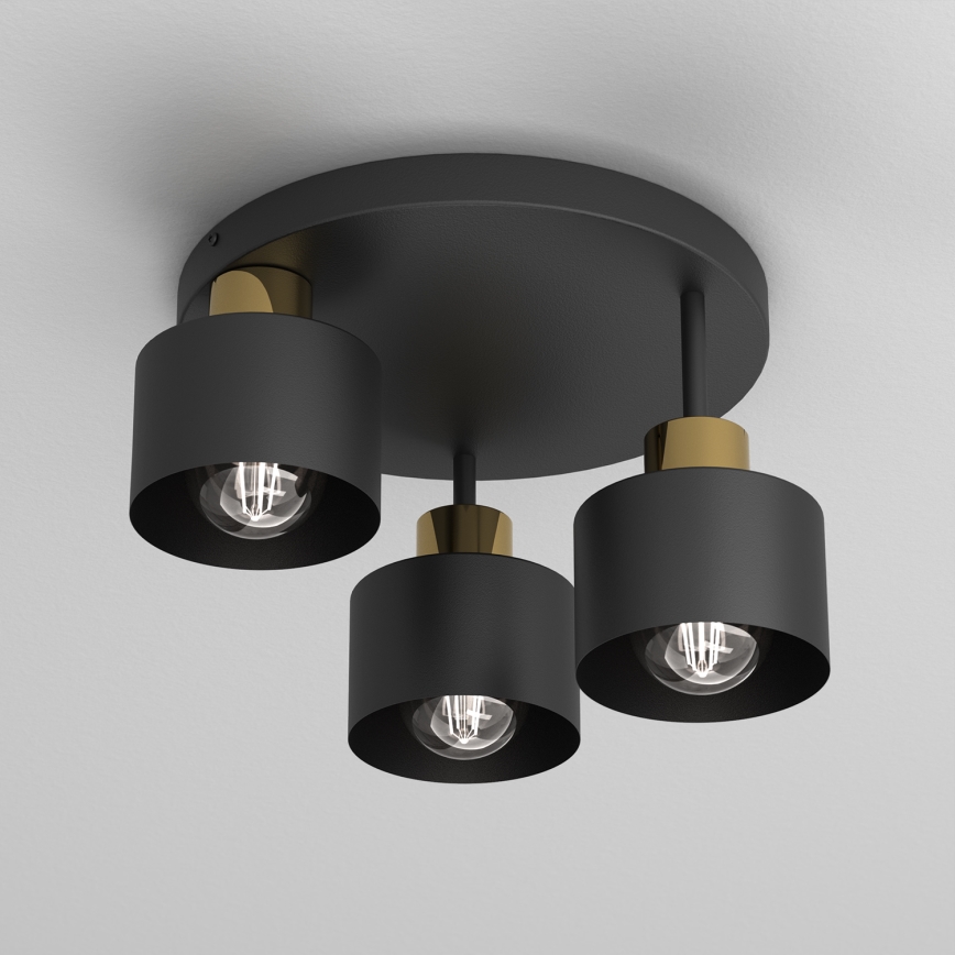 Ceiling light PARKLA 3xE27/15W/230V black/gold