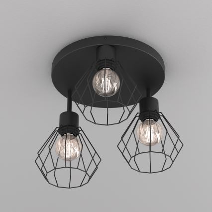 Ceiling light PARKLA 3xE27/15W/230V black