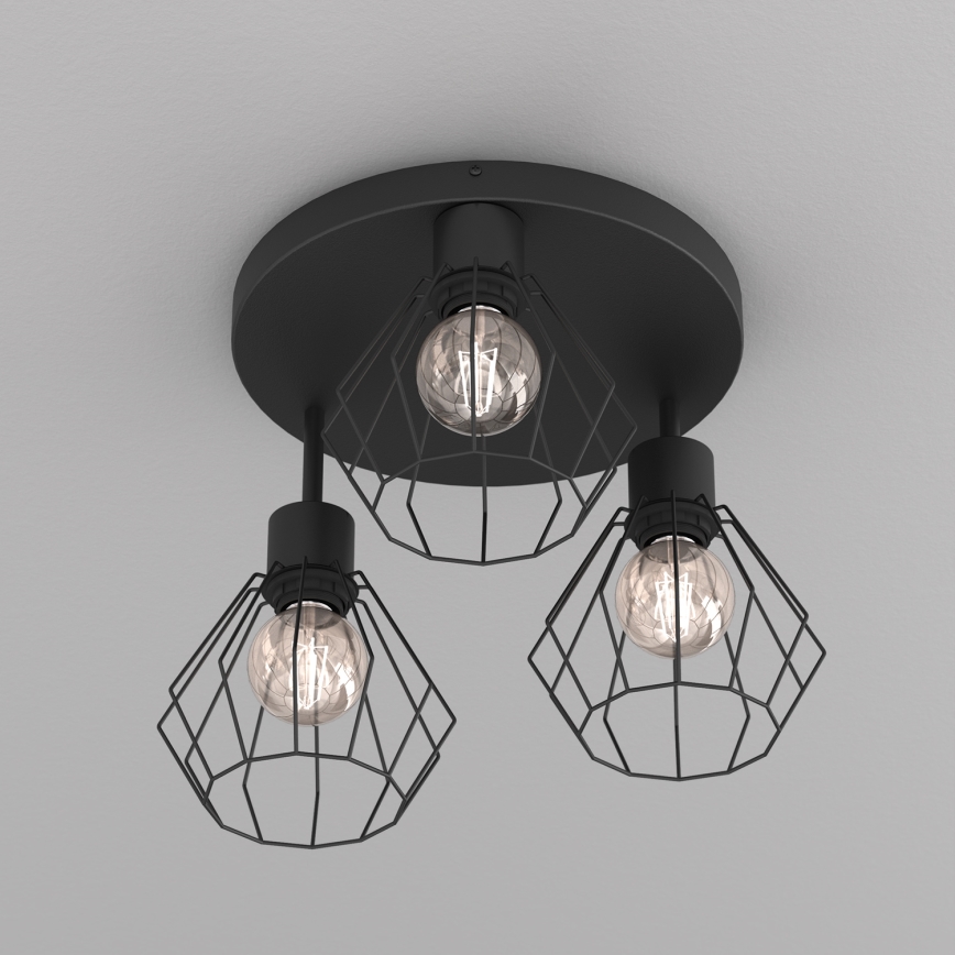 Ceiling light PARKLA 3xE27/15W/230V black