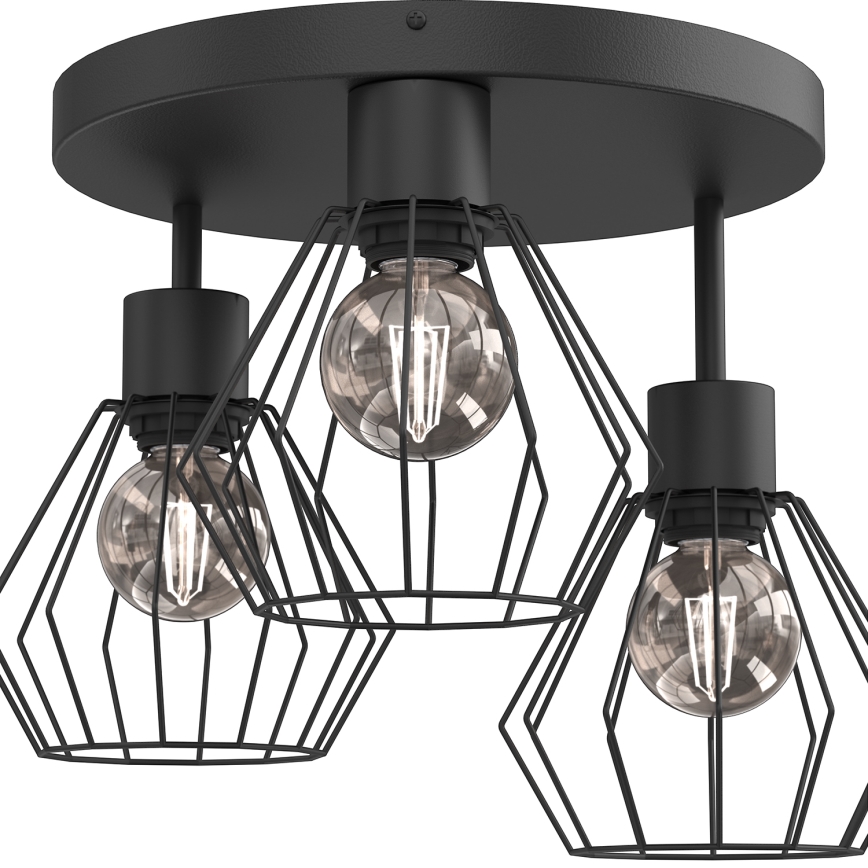 Ceiling light PARKLA 3xE27/15W/230V black