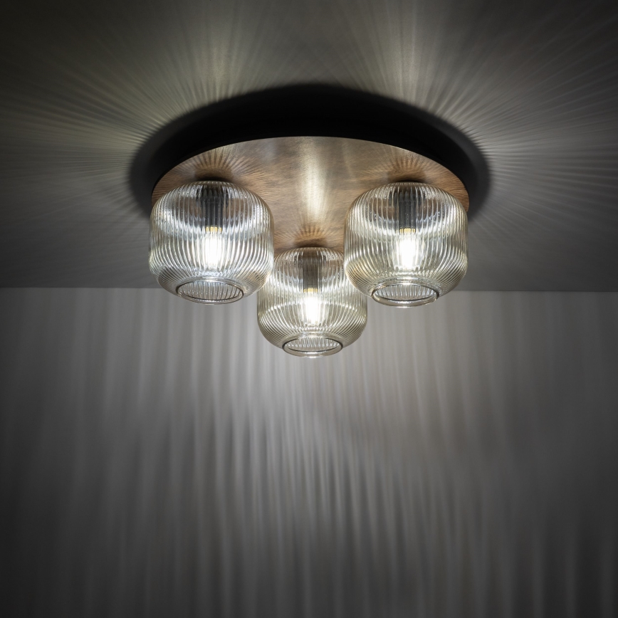Ceiling light SALVIA 3xE14/10W/230V Ø 40 cm brown/smoky brown