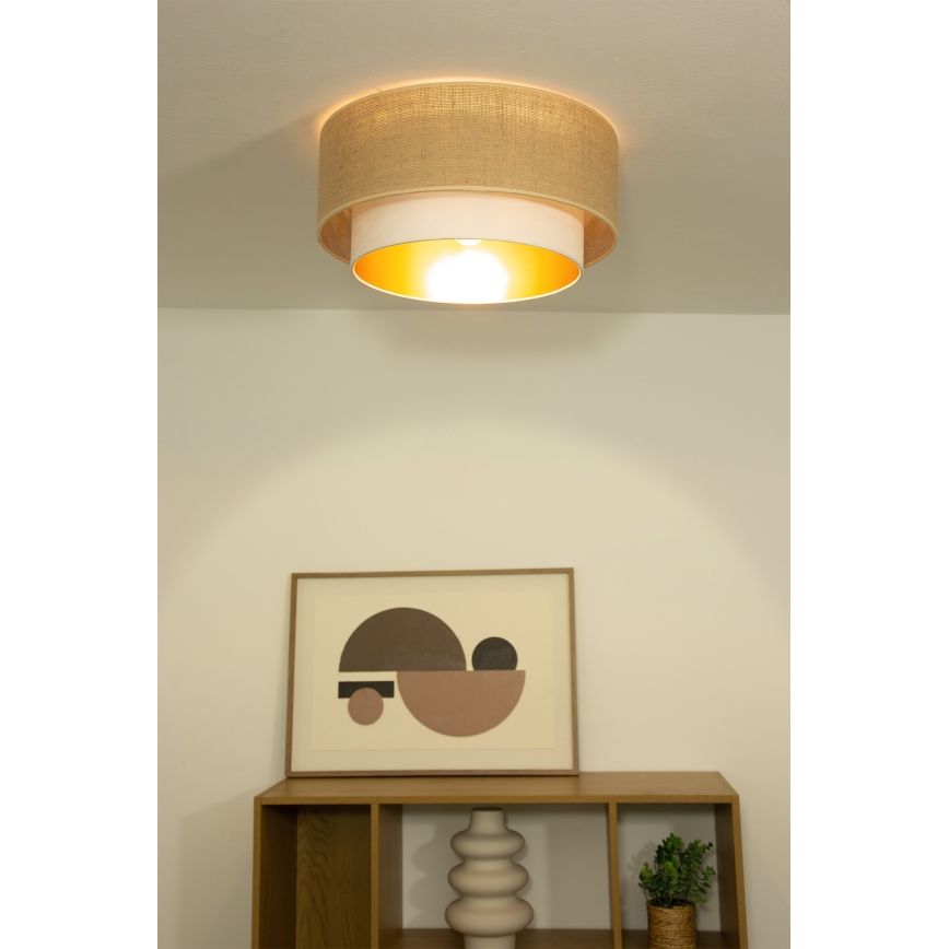 Ceiling light SARTA 1xE27/60W/230V, 45 cm diameter, white/jute