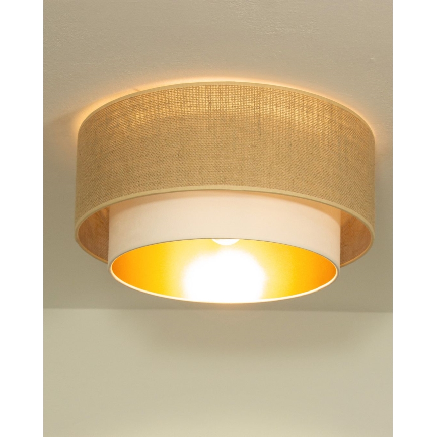 Ceiling light SARTA 1xE27/60W/230V, 45 cm diameter, white/jute