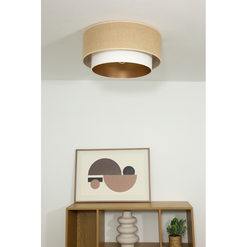 Ceiling light SARTA 1xE27/60W/230V, 45 cm diameter, white/jute