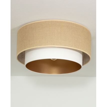 Ceiling light SARTA 1xE27/60W/230V, 45 cm diameter, white/jute