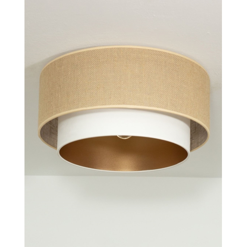 Ceiling light SARTA 1xE27/60W/230V, 45 cm diameter, white/jute