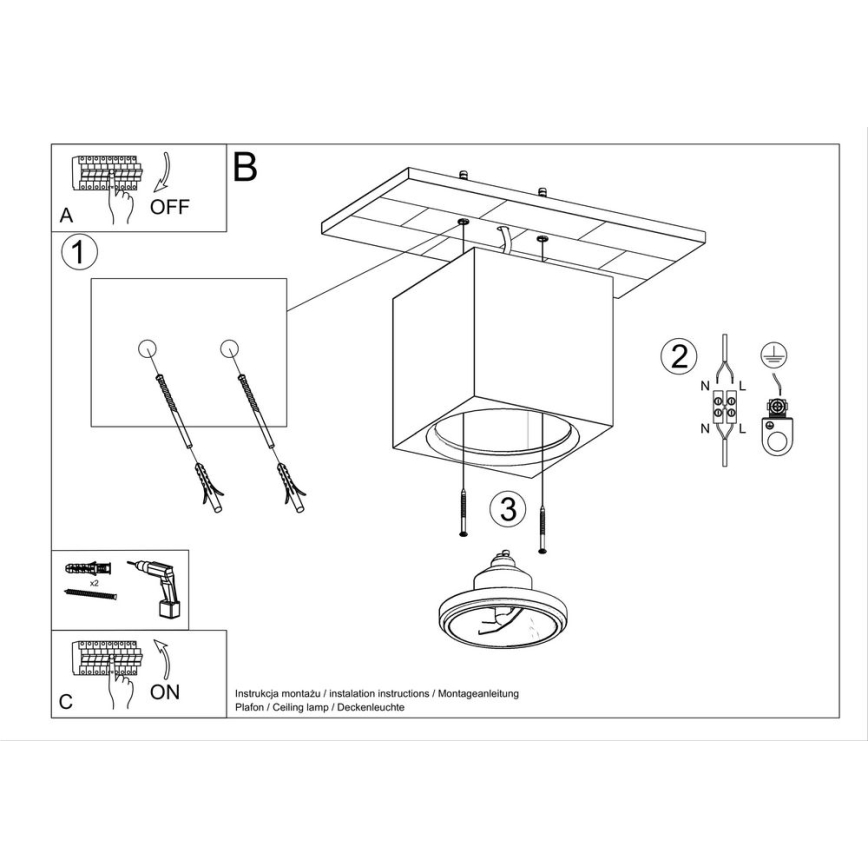 Ceiling light SEIDA 1xGU10/40W/230V