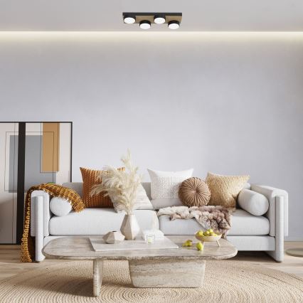 Ceiling light SEMA 4xGX53/15W/230V black/brown/oak